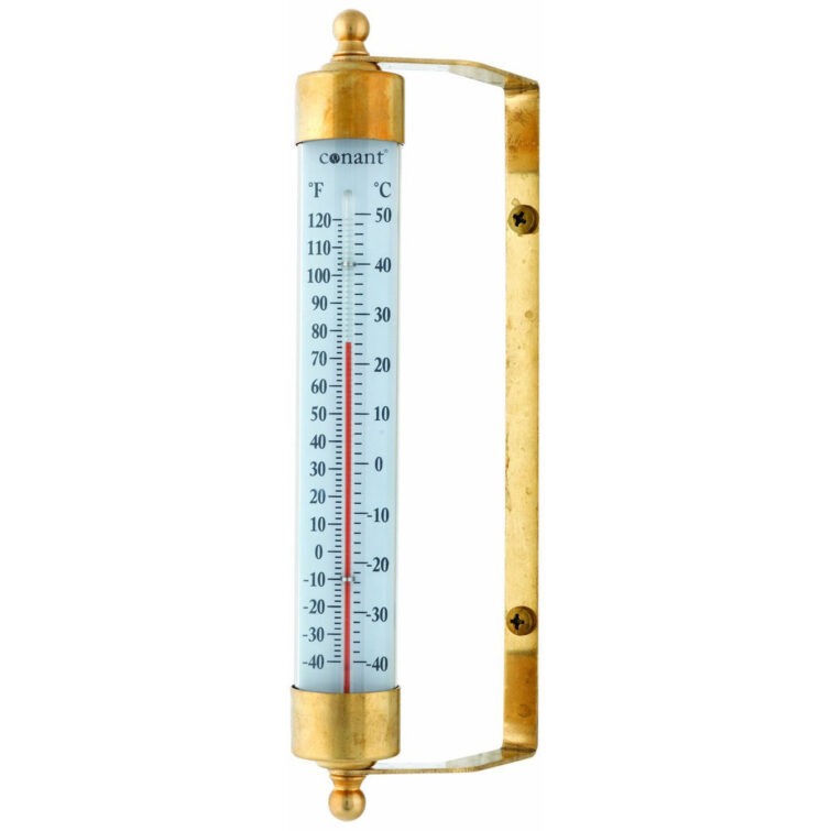 Vermont Indoor/Outdoor Spirit Thermometer with Living Finish Brass