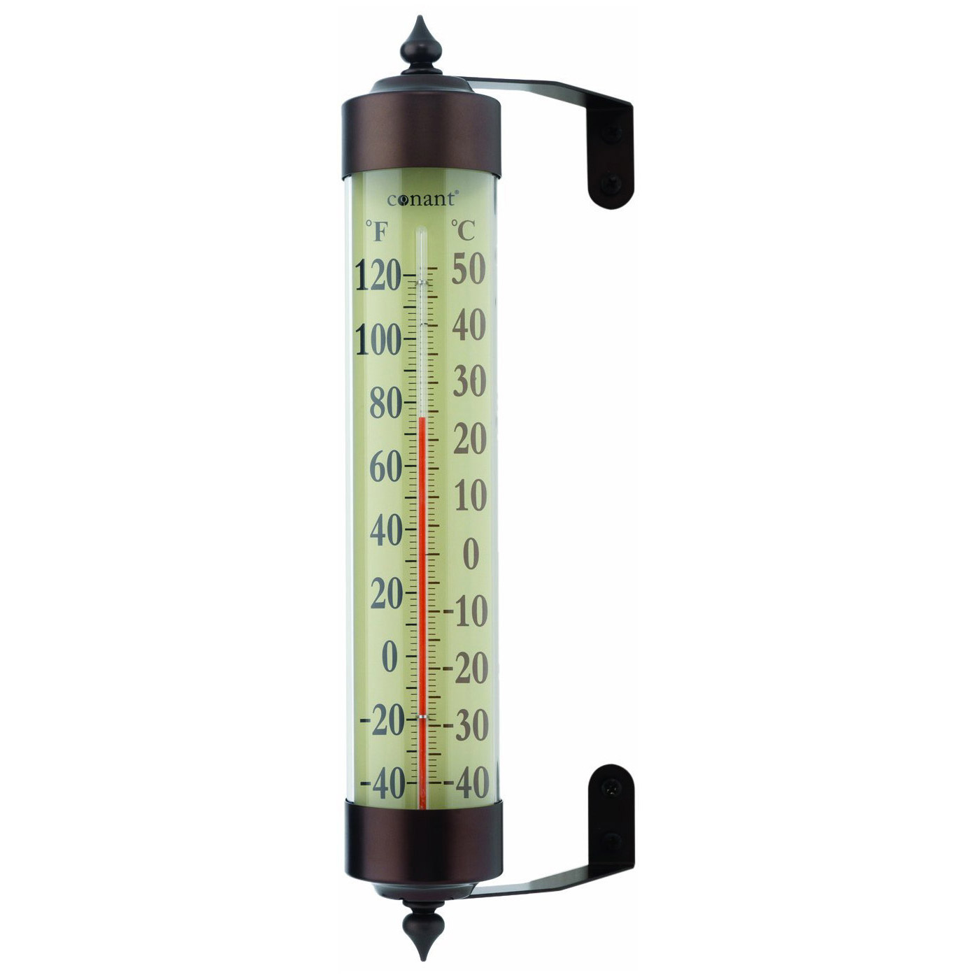 Grande View Celsius and Fahrenheit Thermometer Bronze Patina