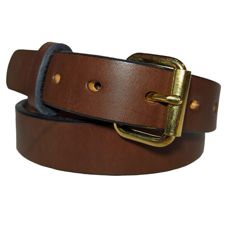 Amish Full Grain Leather Belt, Dark Brown Slim - H.N. Williams