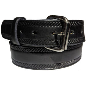 Amish Leather Belt Edge Pattern Black