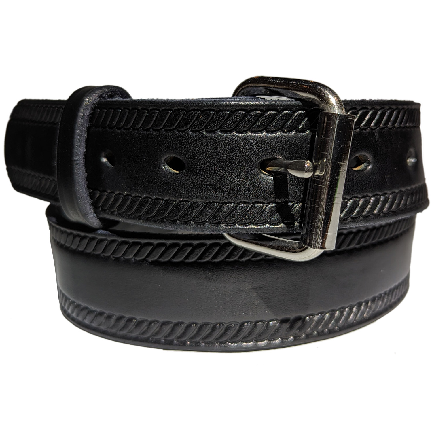 Amish Leather Belt Edge Pattern Black - H.N. Williams