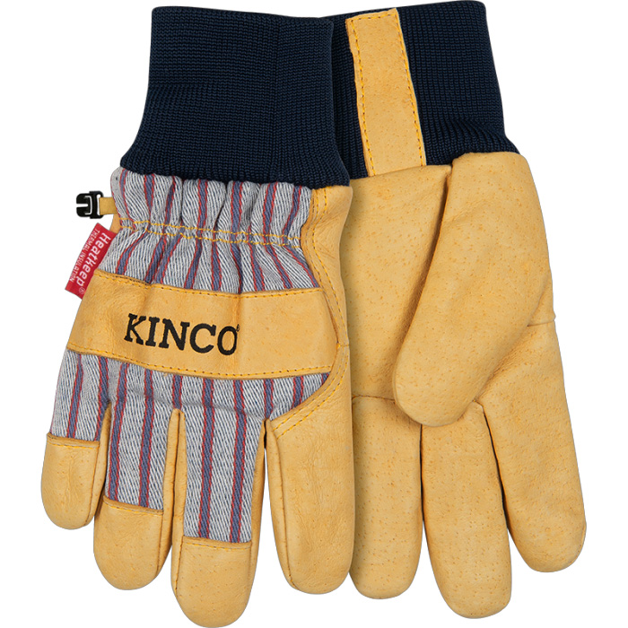 KINCO KIDS' 1927KW LINED GRAIN LEATHER PALM WITH KNIT WRIST - H.N.