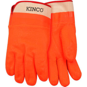 KINCO LINED HI-VIS ORANGE SANDY FINISH PVC WITH SAFETY CUFF