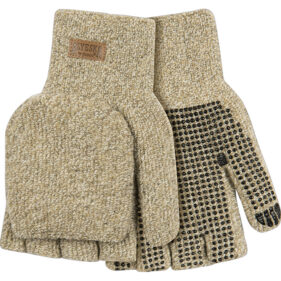 KINCO ALYESKA LINED KNIT SHELL HALF-FINGER WITH CONVERTIBLE MITT HOOD