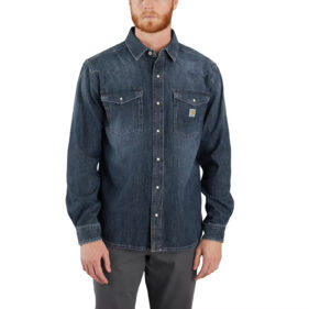 Carhartt Men's Montana Relaxed Fit Midweight Denim Long-Sleeve Snap Front Shirt
