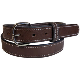 Women's Amish Leather Belt Brown White Stitch