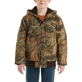 Carhartt Boys' Zip-Front Canvas Insulated Hooded Camo Jacket
