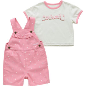 Carhartt Toddler Girls' 2-Piece Short Sleeve T-Shirt Canvas Shortall Set