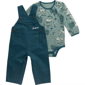 Carhartt Girls' 2-Piece Long Sleeve Bodysuit & Canvas Overall Set Infant