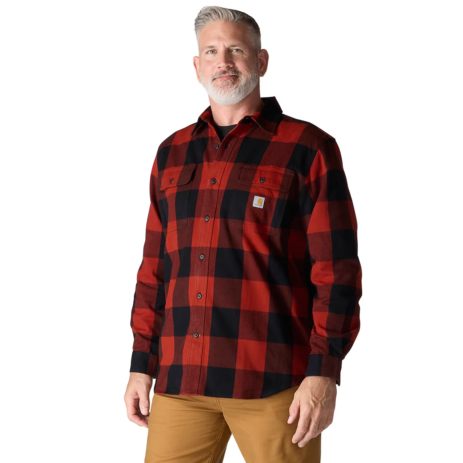 Men's Carhartt Loose Fit Heavyweight Flannel Long-Sleeve Plaid
