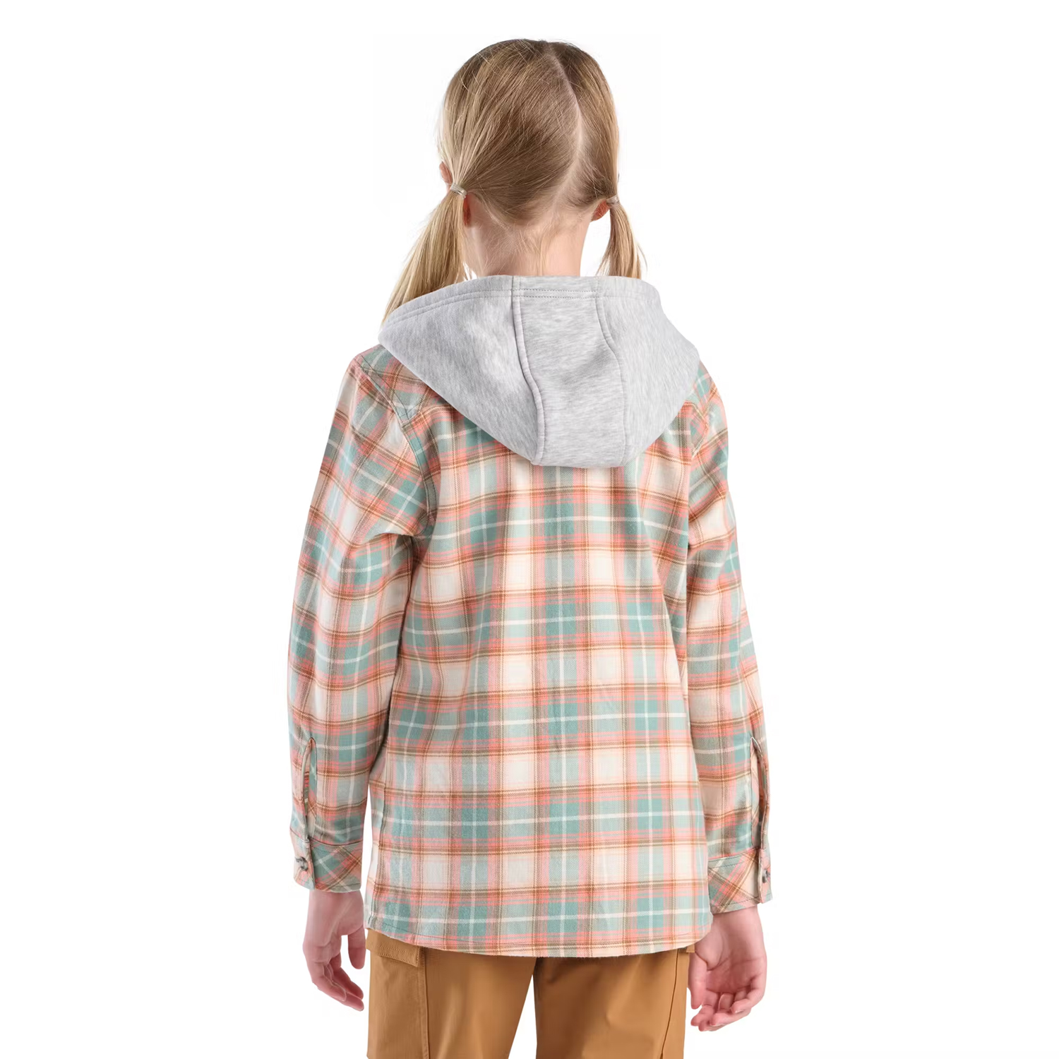 Carhartt Girls' Long Sleeve Flannel Button-Front Hooded Shirt - Image 2