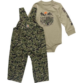 Carhartt Boys' 2-Piece Long Sleeve Bodysuit & Canvas Overall Set Infant