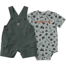 Carhartt Boys' 2-Piece Short Sleeve Bodysuit & Cargo Pocket Shortall Set (Baby)