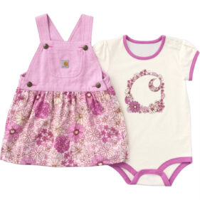 Carhartt Girls' 2-Piece Short Sleeve Bodysuit & Printed Jumper Set (Baby)
