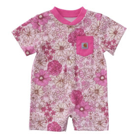 Carhartt Girls' Short Sleeve Floral Henley Pocket Romper (Baby)