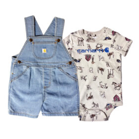 Carhartt Boys' Short-Sleeve Bodysuit and Denim Shortall Set (Infant/Toddler)