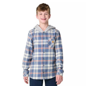 Carhartt Boys' Long Sleeve Flannel Button-Front Hooded Shirt (Toddler/Child/Youth)